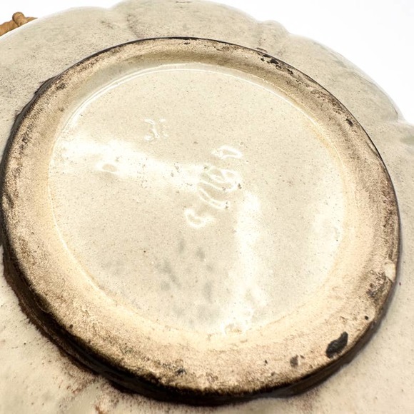 Likely Carstens Bowl West Germany Art Pottery Lava Glaze w Wicker Handles - Picture 10 of 13